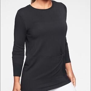 Athleta Nirvana Black Front Twist Sweatshirt Black Medium